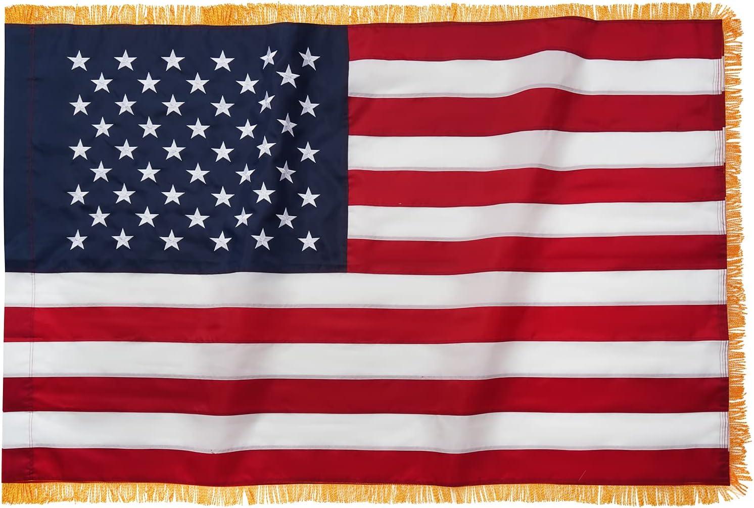 American Flag 4x6 ft, Made in USA, Heavy Duty U.S. Flag, Quadruple Stitched Fly End, Vibrant, Durable 210D Oxford Nylon for High Winds, Embroidered Stars, Sewn Stripes, Brass Grommets, Patriotic Decor