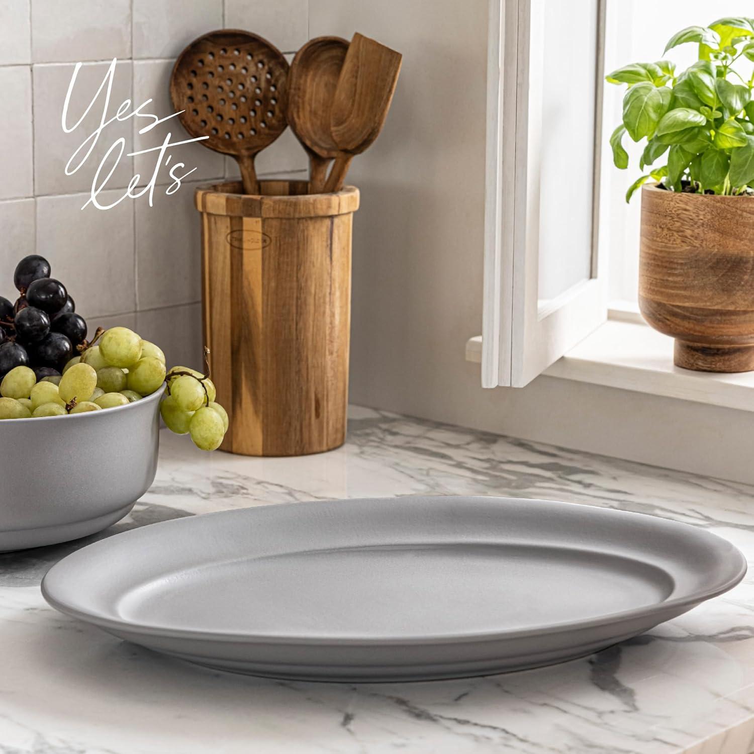 over&back Rimmed Oval Serving Platter - Semi - Perfect for Tabletop & Décor