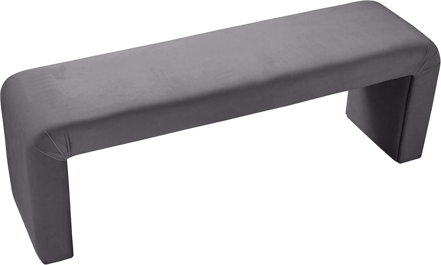 Meridian Furniture Minimalist Gray Velvet Bench