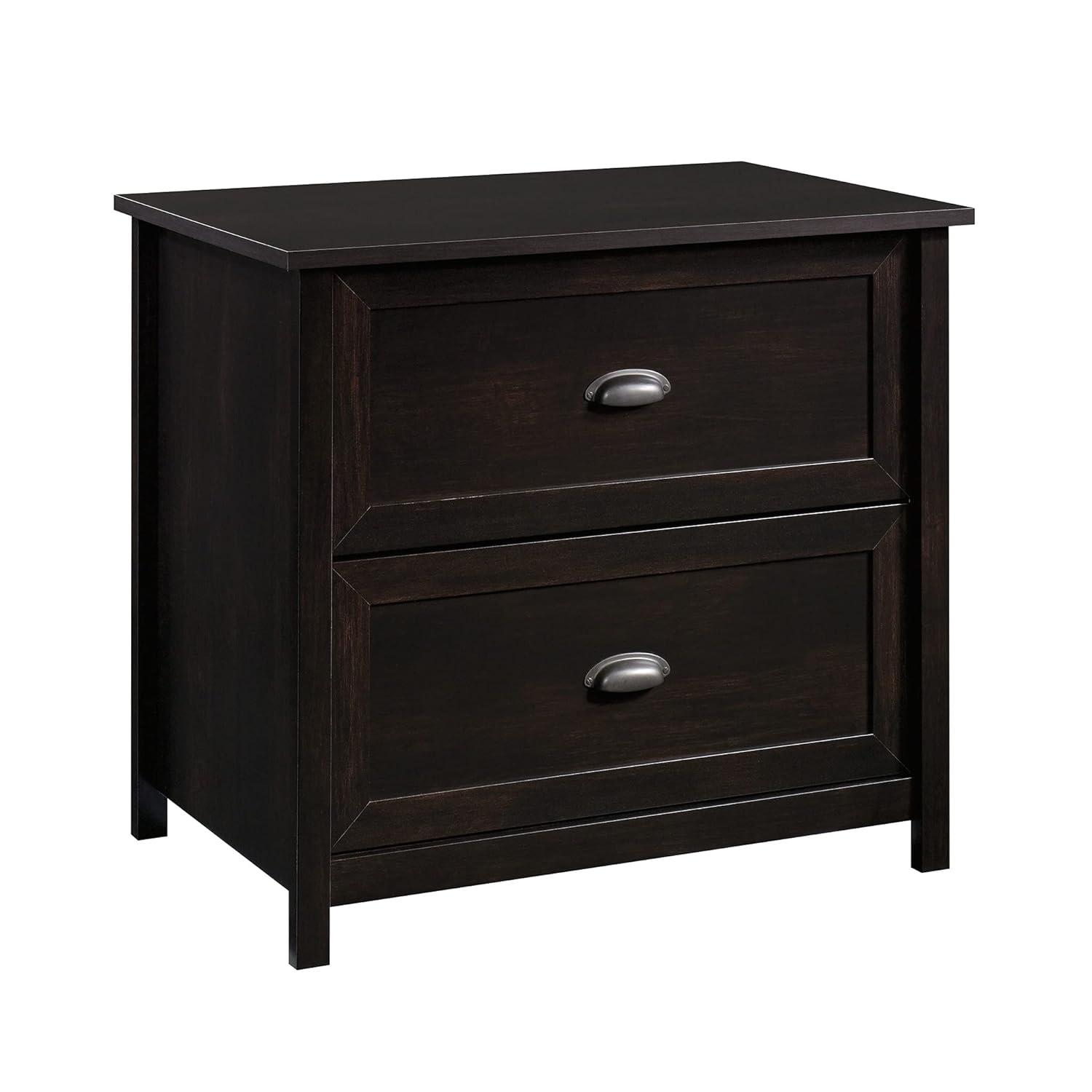 2 Drawer County Line Lateral File Cabinet Estate Black - Sauder: Modern Style, MDF, Paper Laminate Surface