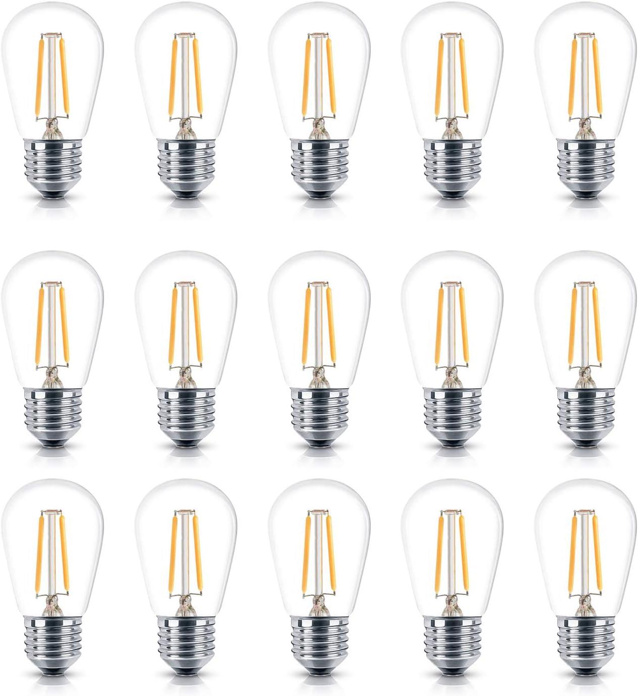 Brightech AmbiencePro 15-Pack 2 W 3000K S14 Dimmable E26 LED Vintage Edison LED Light Bulbs