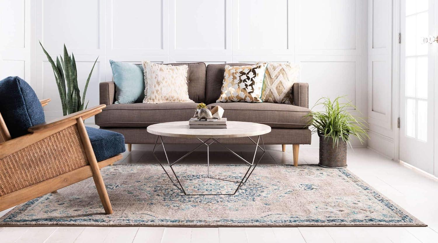 Unique Loom Penrose Collection Area Rug - Alexis (7' 10" x 10' Rectangle Gray/Beige)