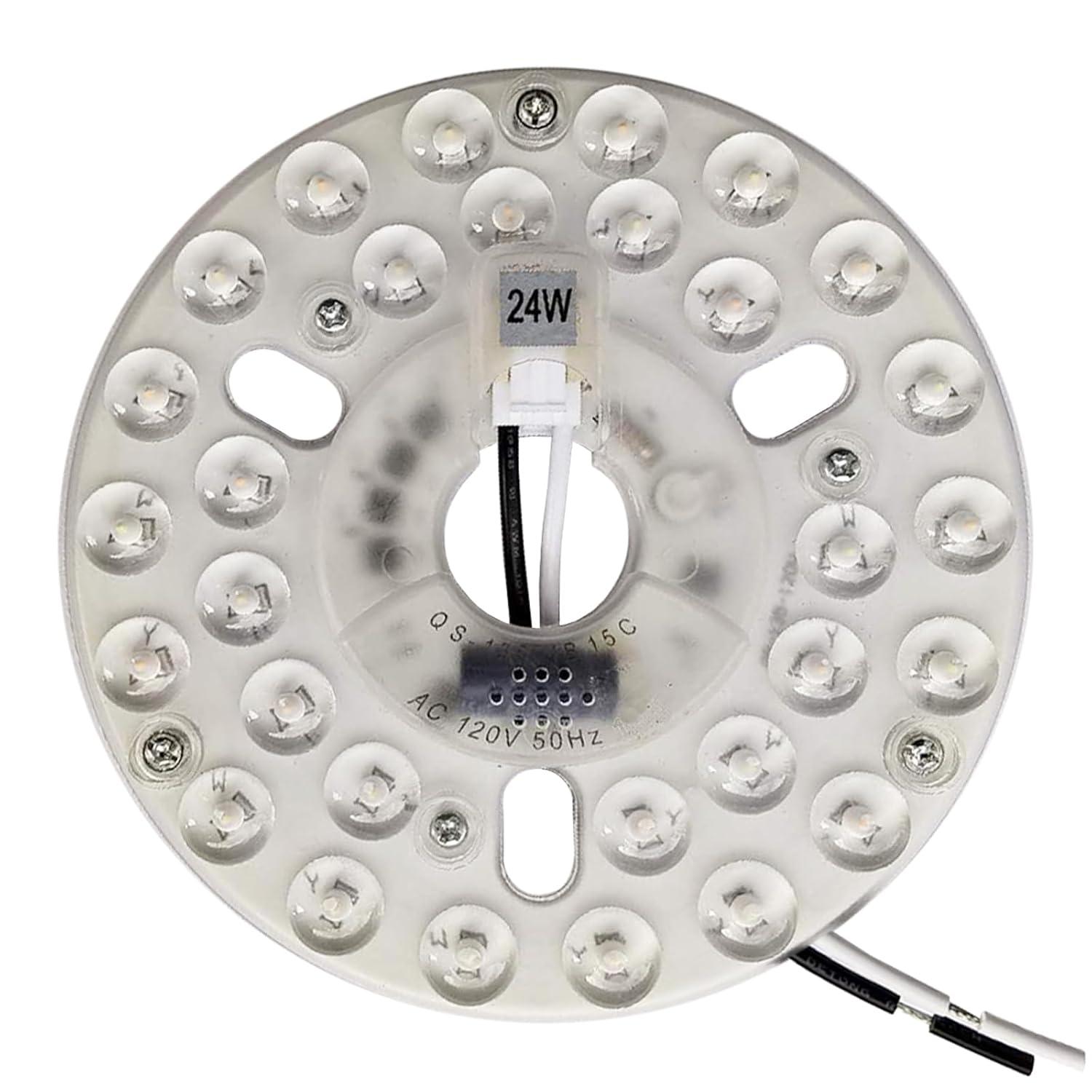 24W 5.3" LED Ceiling Fan Light Kit Replacement LED Light Board Panel with 3 Color Temperature Memory Function