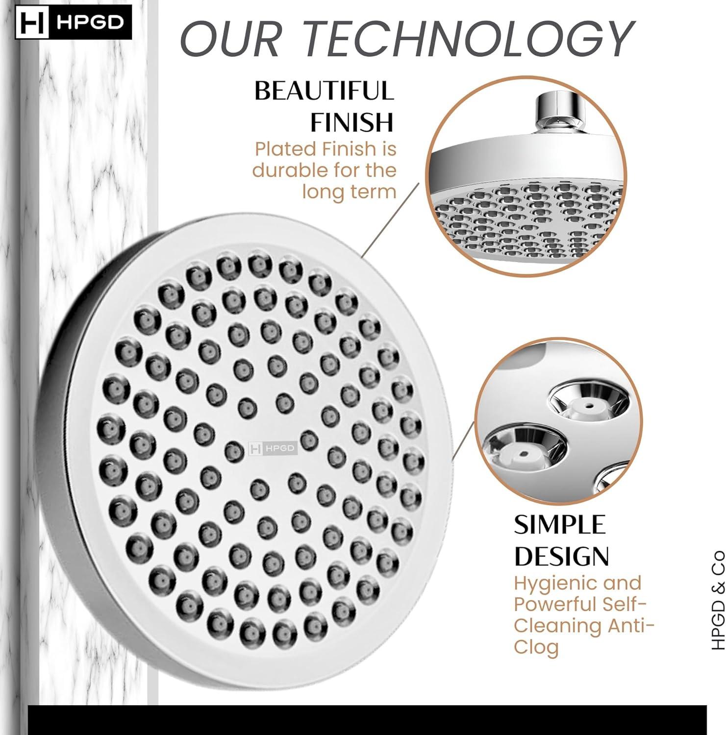 Gurin Shower Head High Rain, Luxury Showerhead with Chrome Plated Finish, Adjustable Angles, Anti-Clogging Nozzles (California GPM)