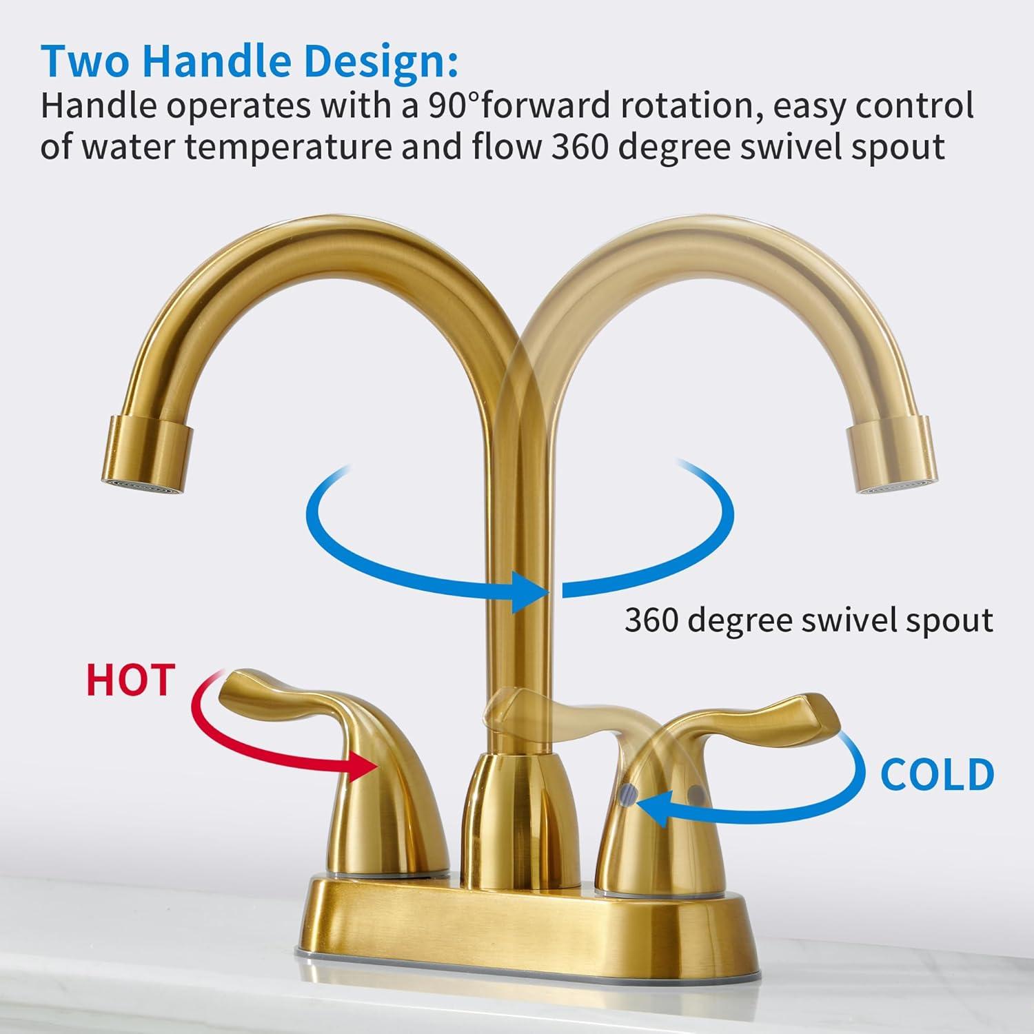 Centerset 2-handle Bathroom Faucet with Drain Assembly