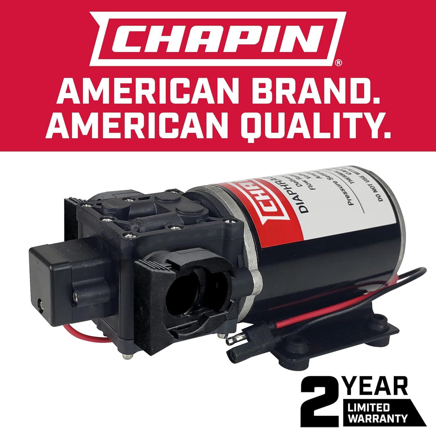 Chapin 6-9219 12V/1.0 GPM 60 PSI Self-Priming Diaphragm Water Pump for ATVs, Marine, Boating, Water Supply, Camping, RV Recreation & Boom Spray Systems, Black