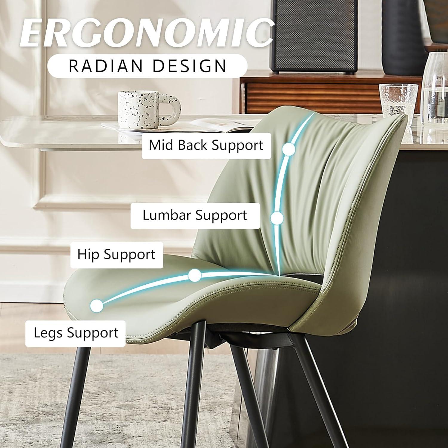 Mackensie Upholstered Dining Chairs Faux Leather Kitchen Chairs with Metal Legs