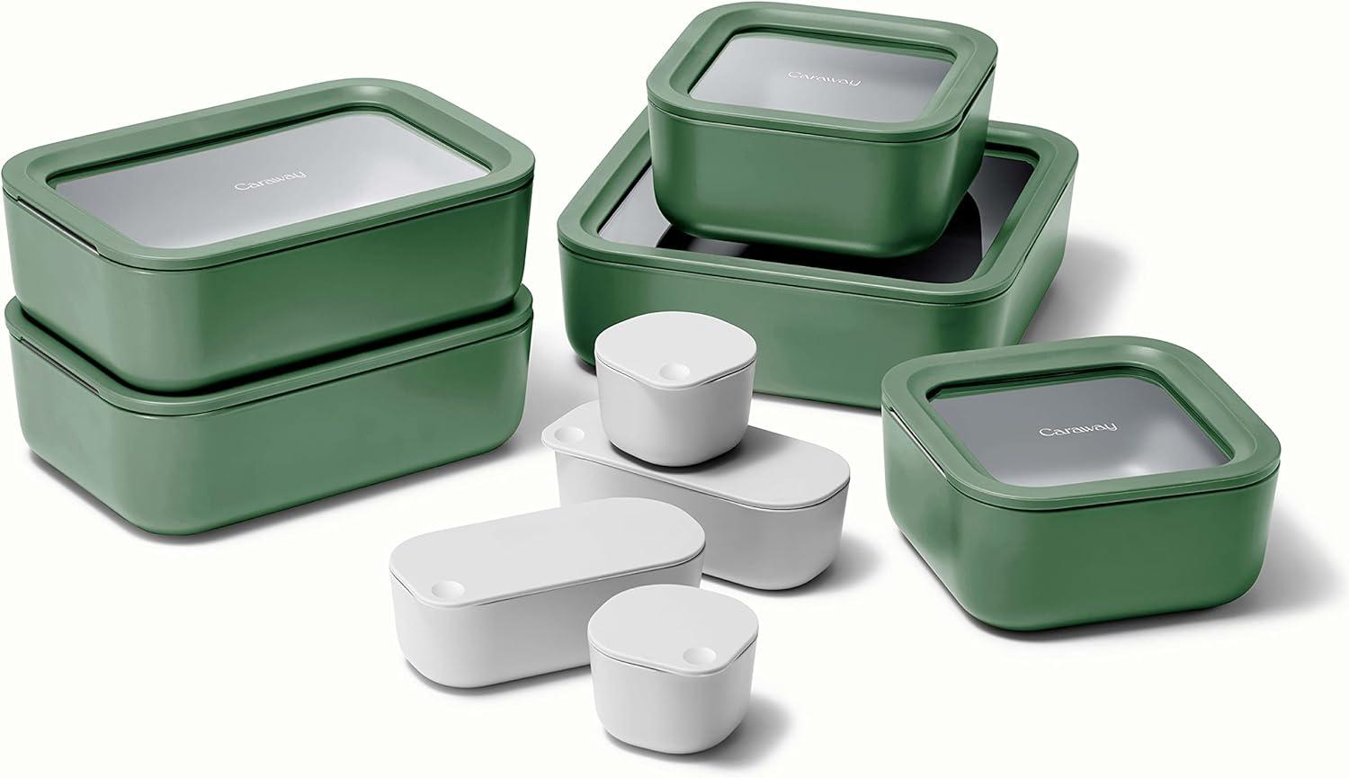 Sage 14-Piece Glass Food Storage Set with Ceramic Coating