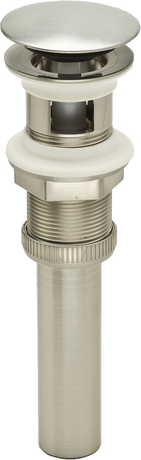 Brushed Nickel Push Pop-Up Sink Drain with Overflow