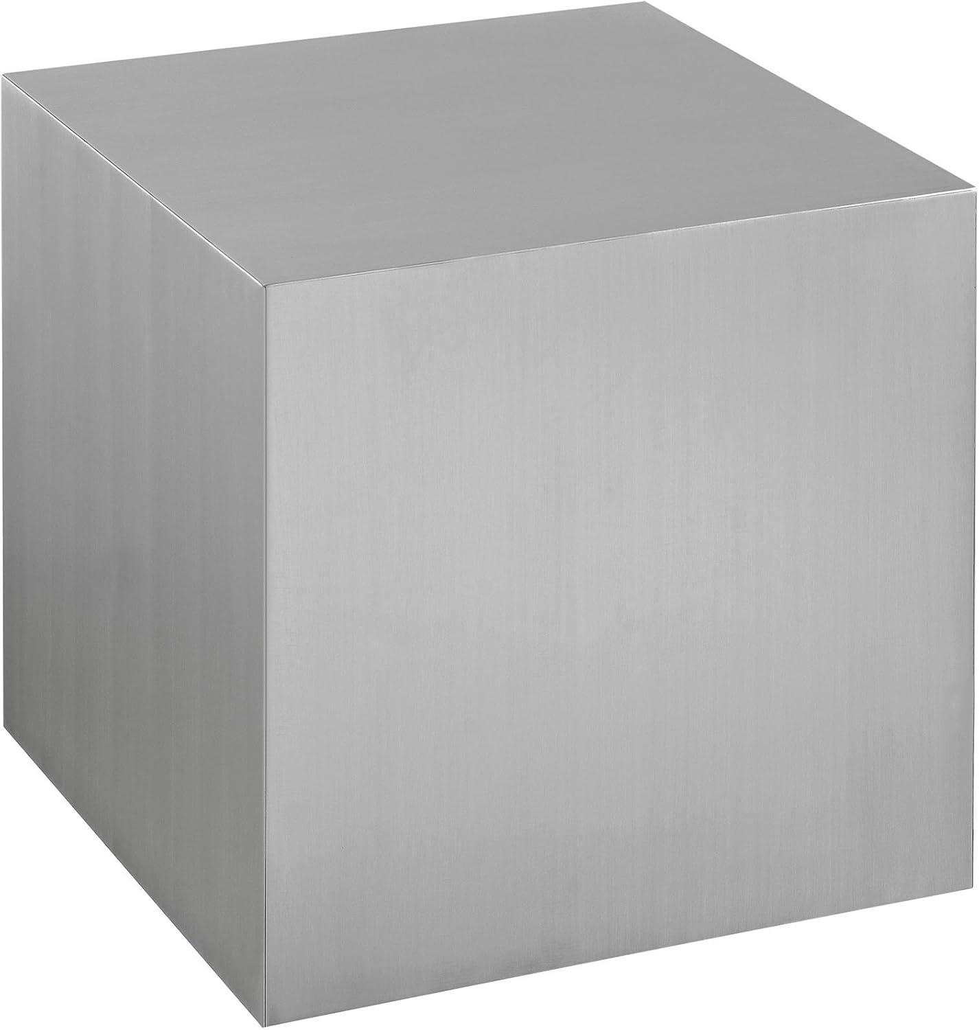 Silver Stainless Steel Modern Square Side Table