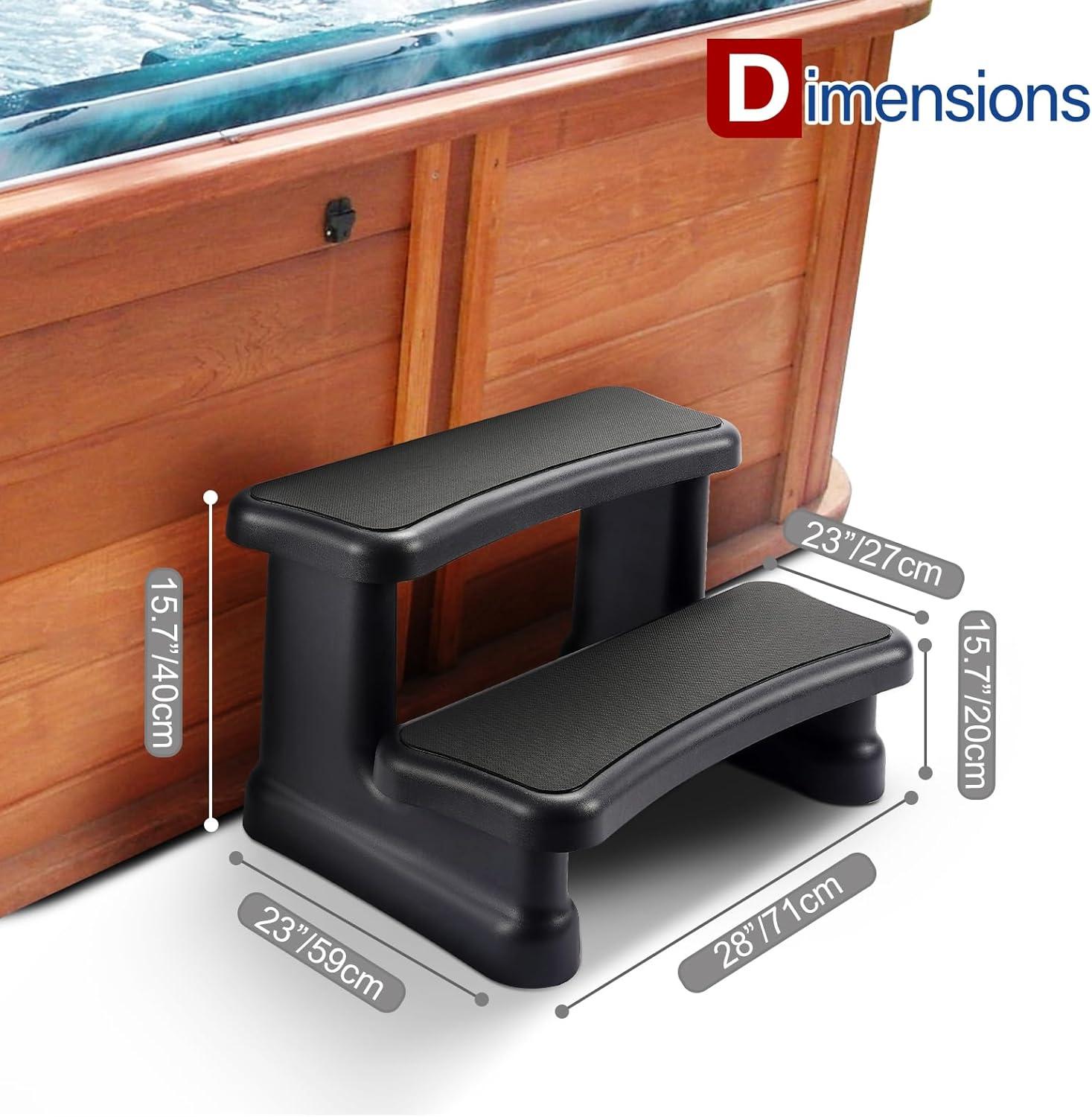 Black UV-Resistant Non-Slip Hot Tub Steps