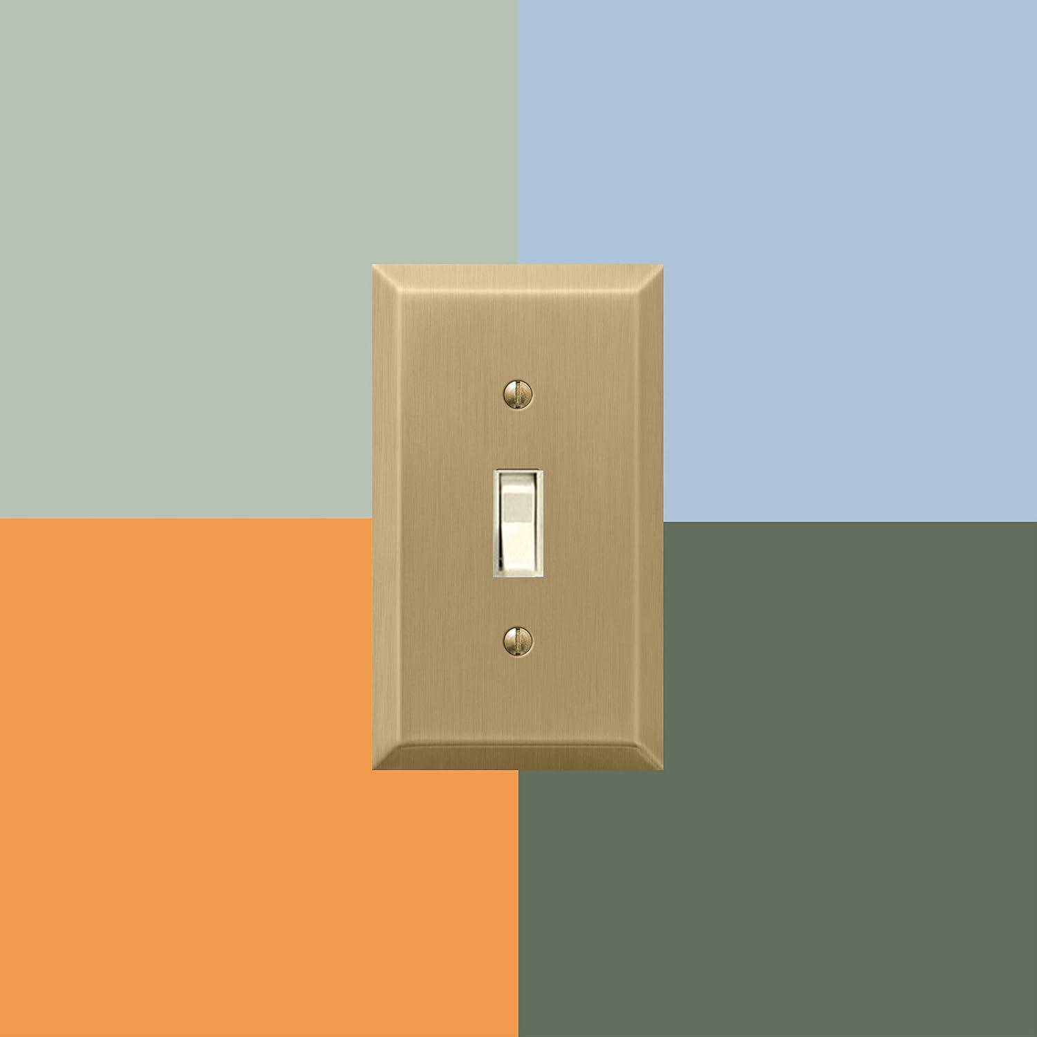 Amerelle Century Satin Brass Brass 2 gang Stamped Steel Toggle Wall Plate 1 pk