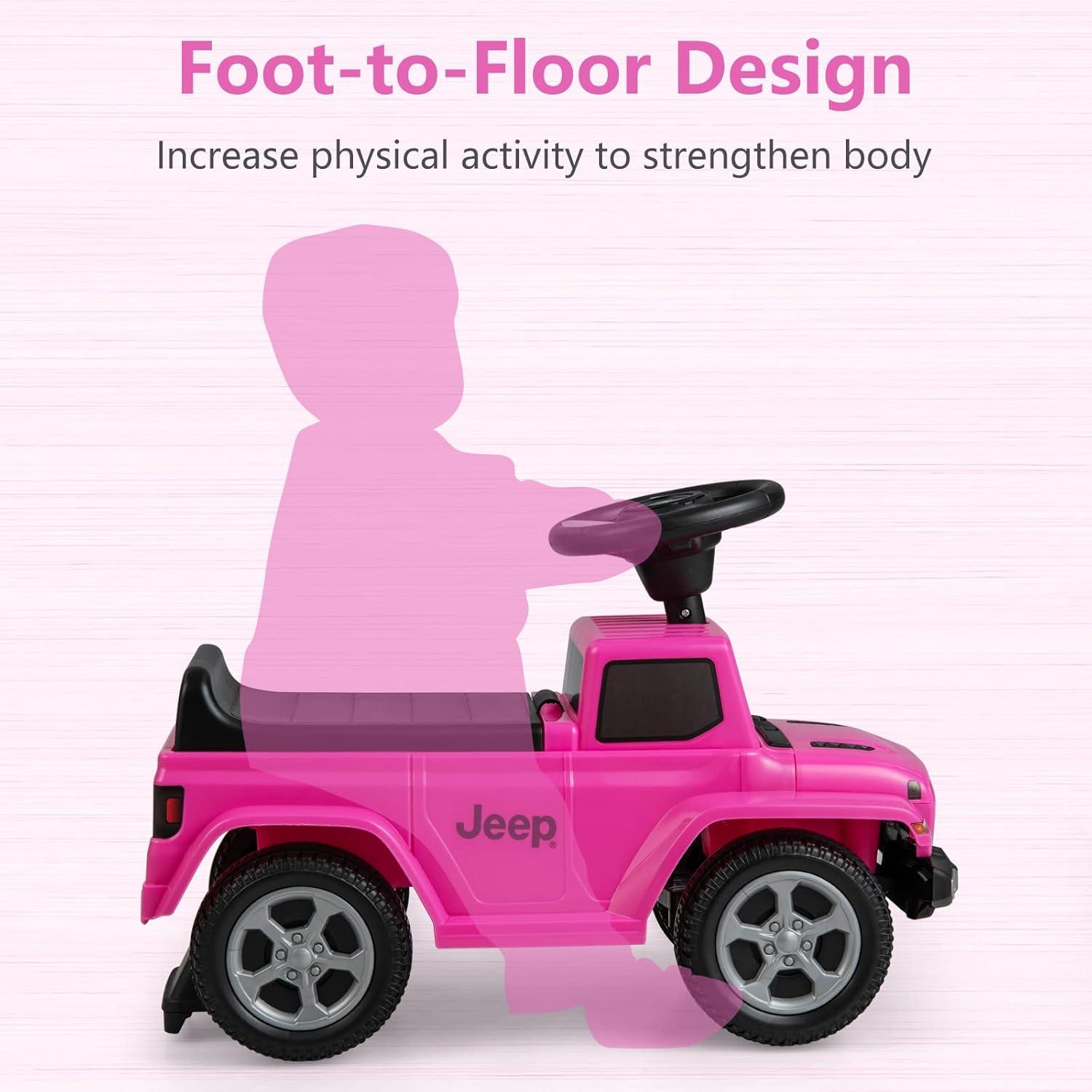 Pink Licensed Jeep Ride-On Push Car with Engine Sound