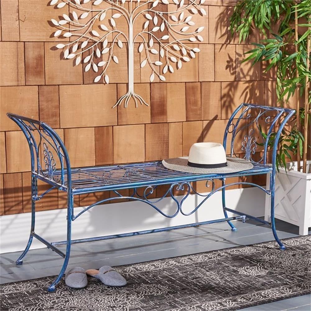 Adina Wrought Iron 51.25 Inch W Outdoor Garden Bench  - Safavieh