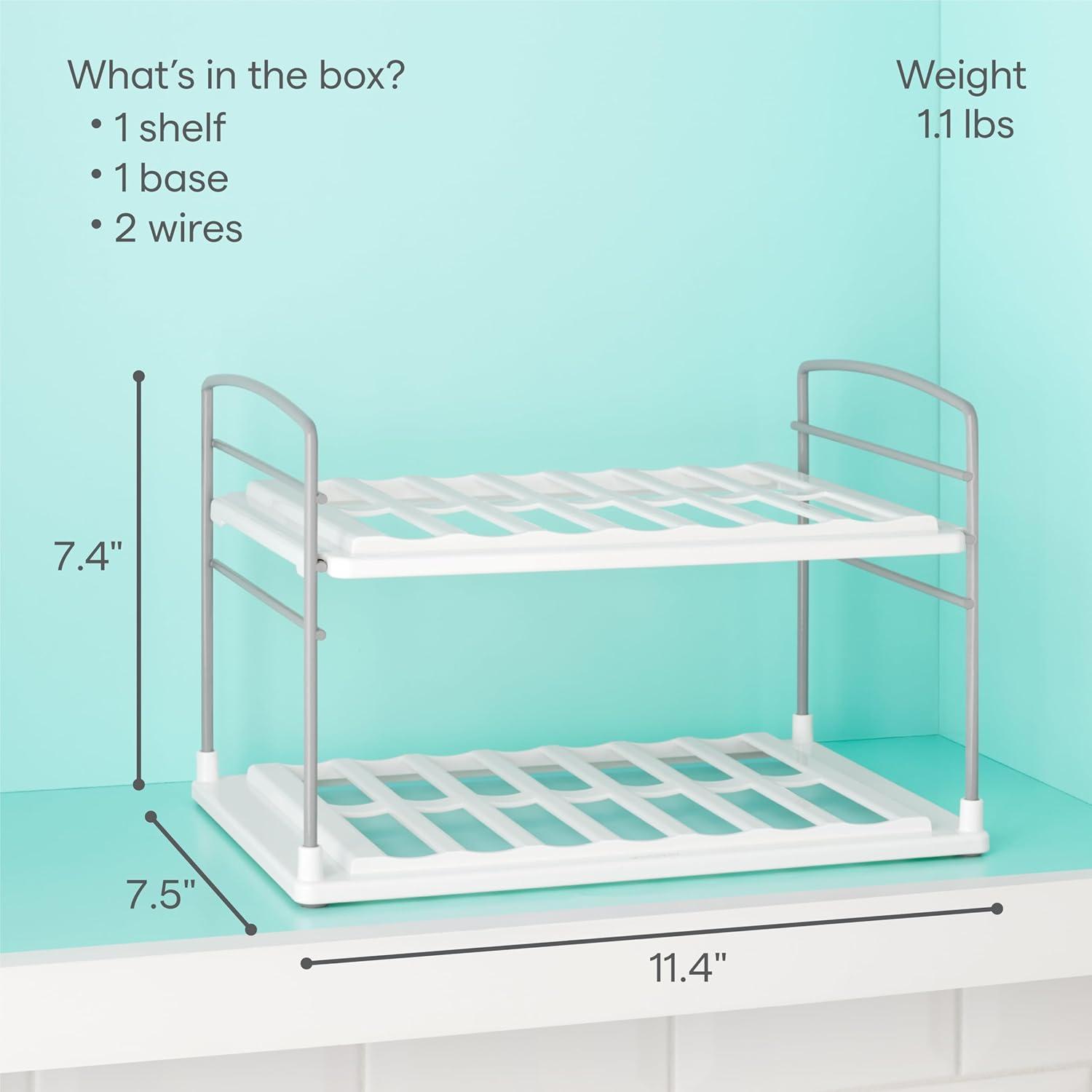 Adjustable 2-Shelf Plastic and Steel Bottle Organizer