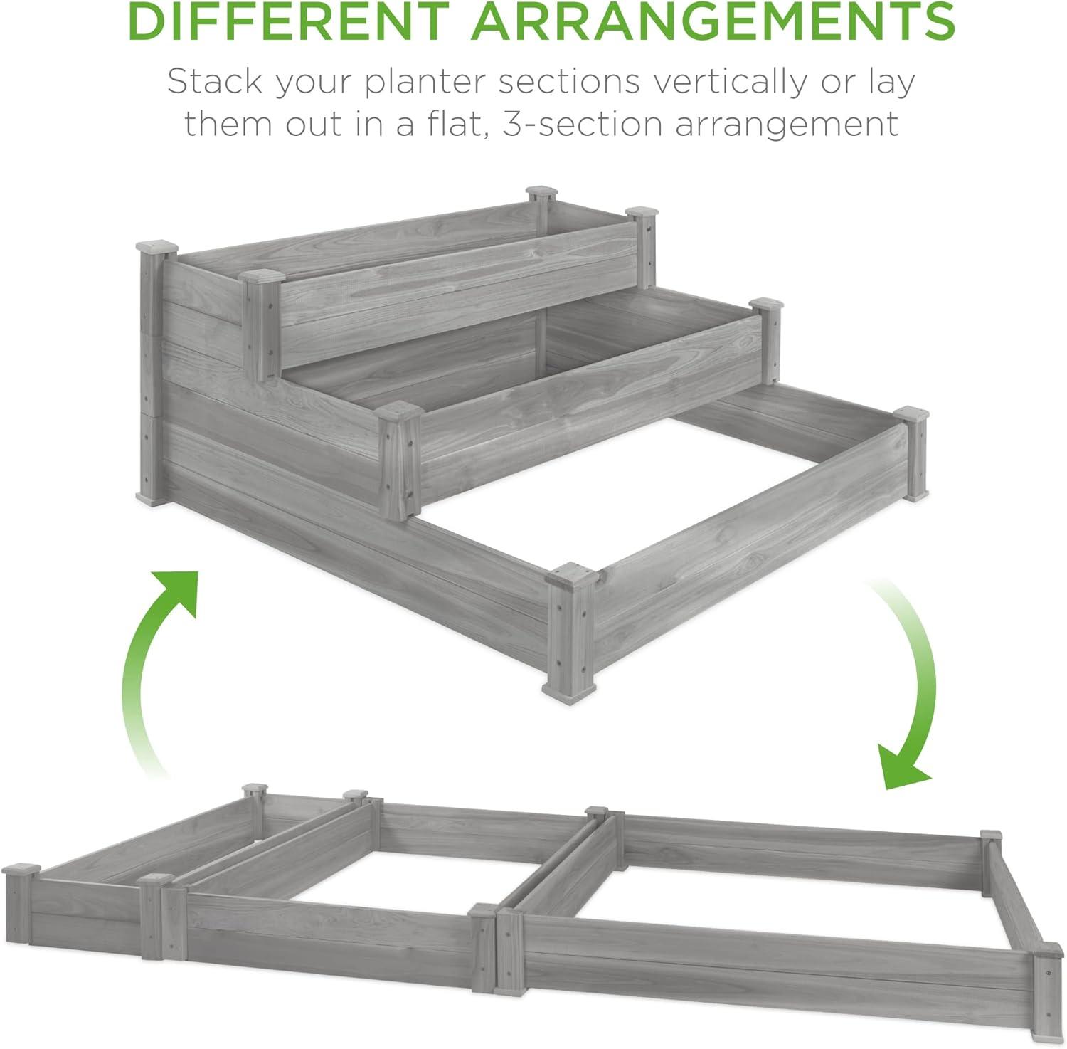 Arlmont & Co. Rosselyn 3-Tier Fir Wood Raised Garden Bed Planter for Plants, Vegetables, Outdoor Gardening