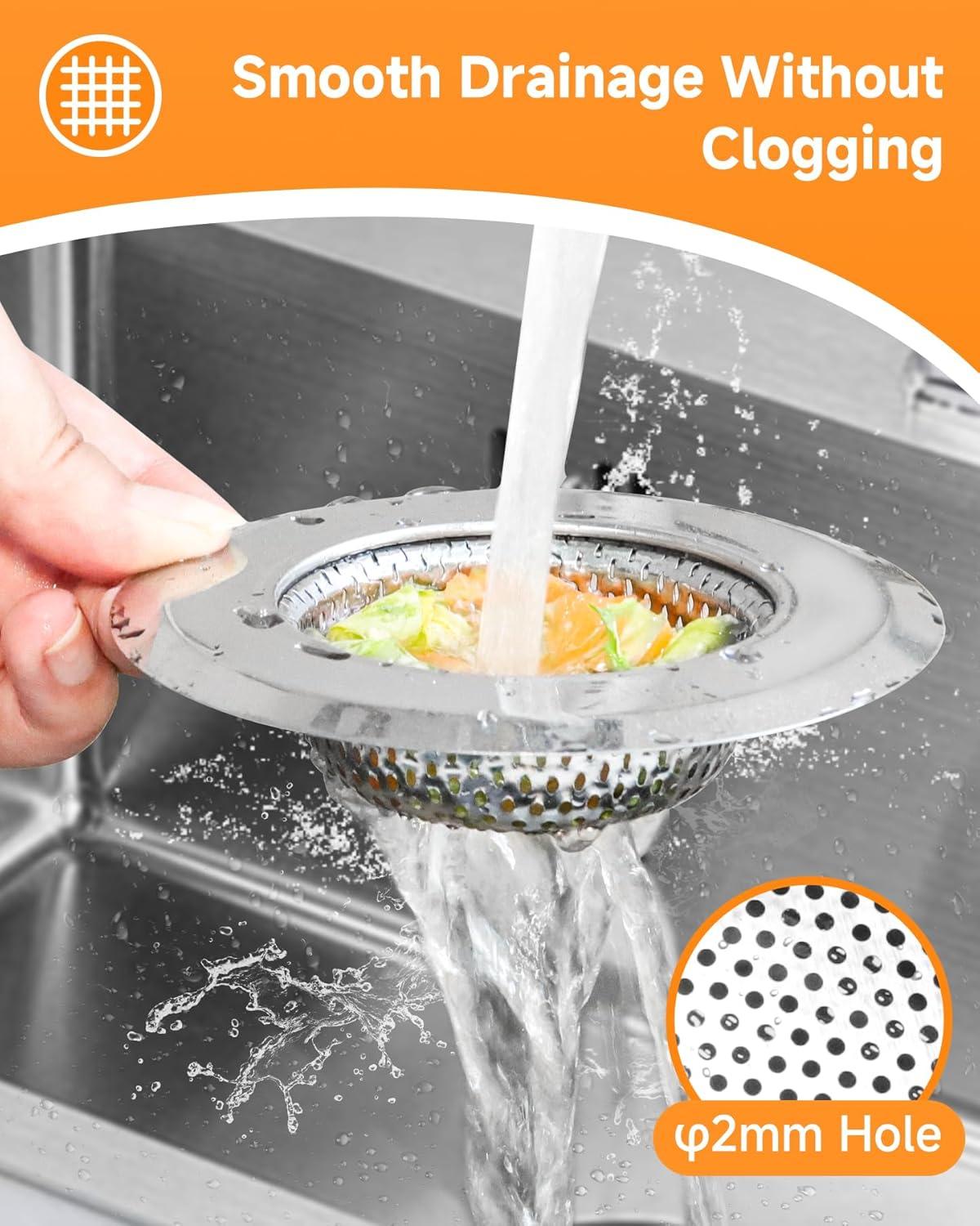 CoKoou 4.5 Inch Kitchen Sink Strainer - Stainless Steel Sink Strainers Food Scraps Catcher for Kitchen (2 Pack)