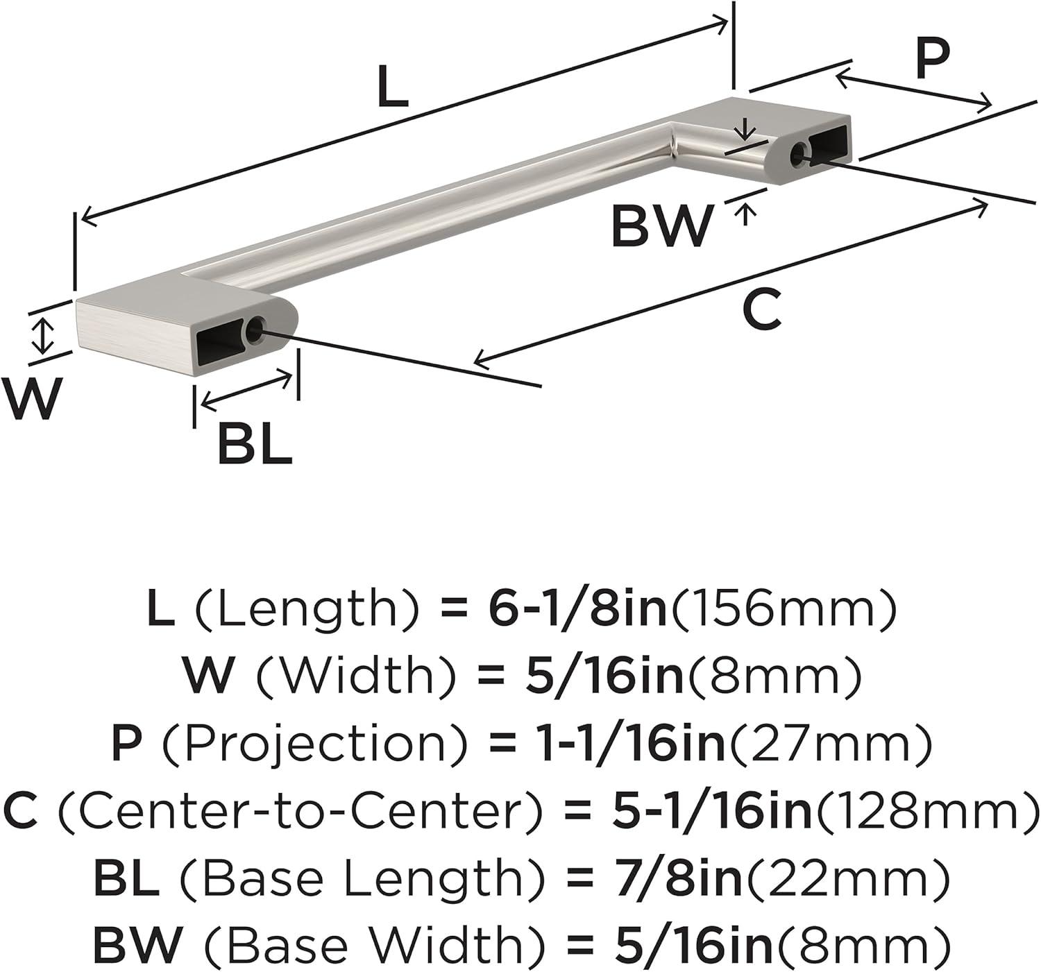 Satin Nickel Modern Cabinet Pull Bar, 10 Pack