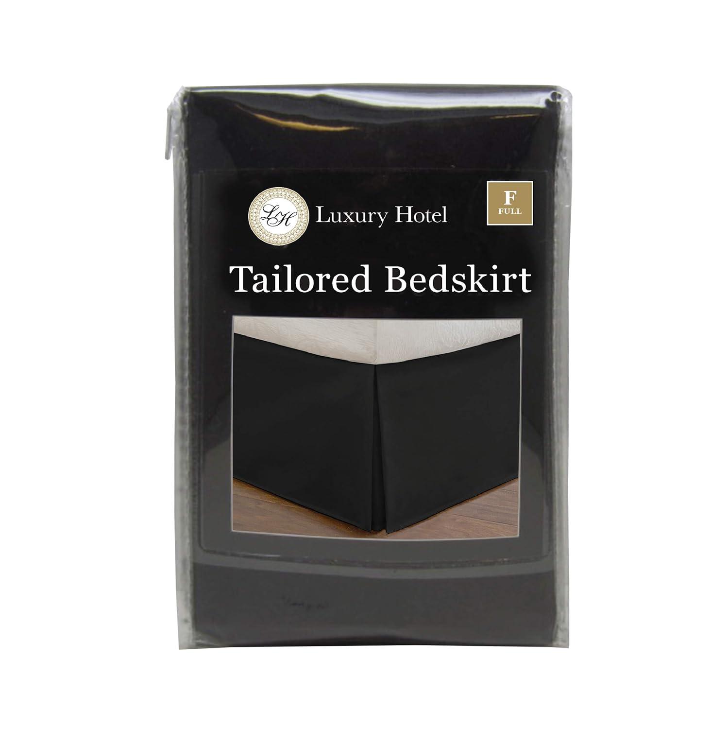 Microfiber Plain Bed Skirts Easy Fit Full Size Bed Skirt by Lux Decor Collection- Black