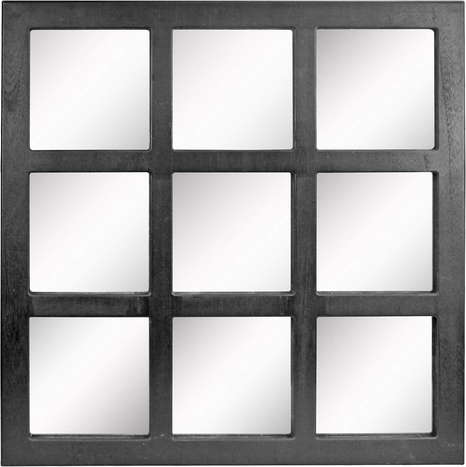 23.5" x 23.5" Rustic 9-Panel Window Pane Decorative Wall Mirror - Stonebriar Collection