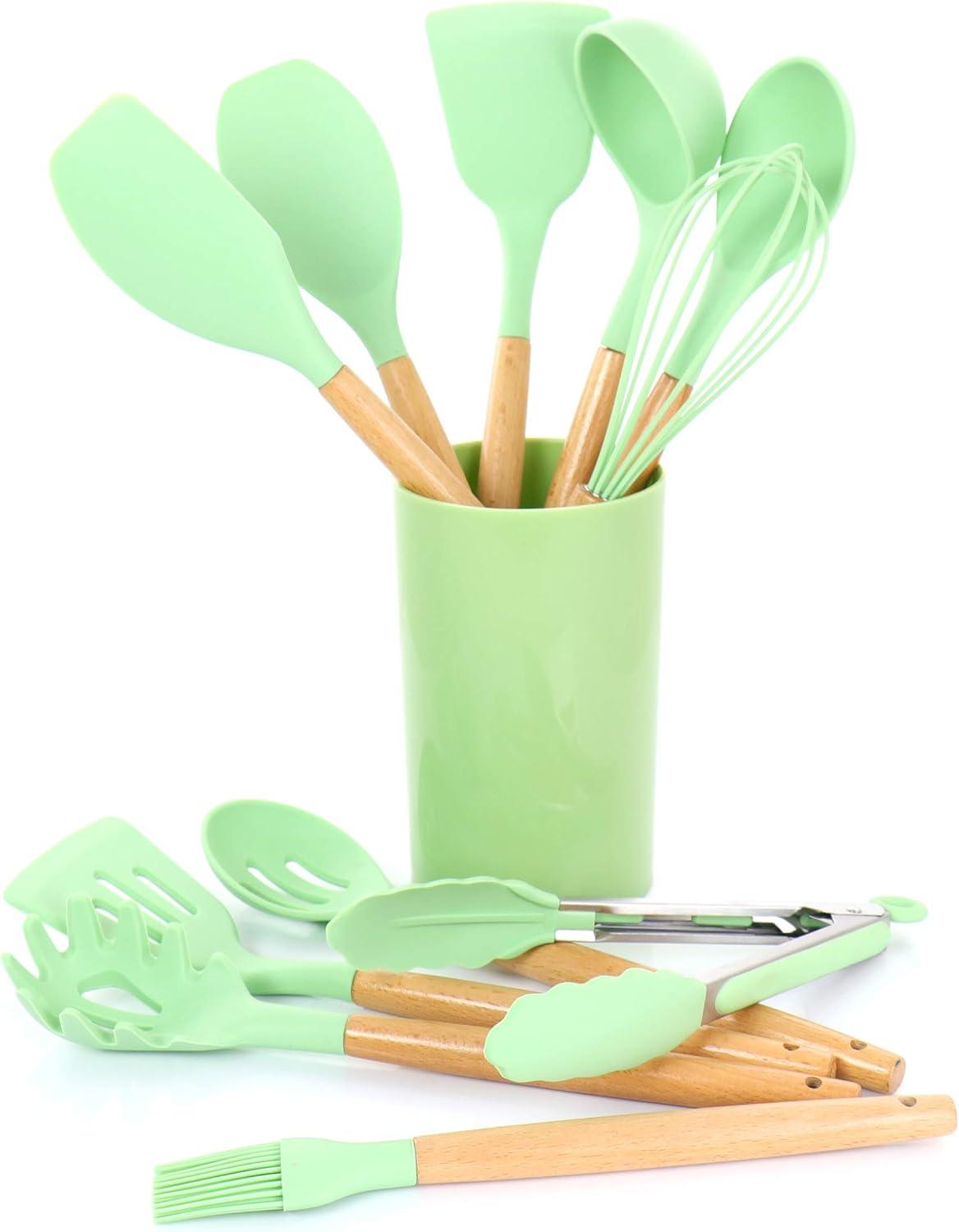 MegaChef 12 Piece Silicone and Wood Cooking Utensils Set