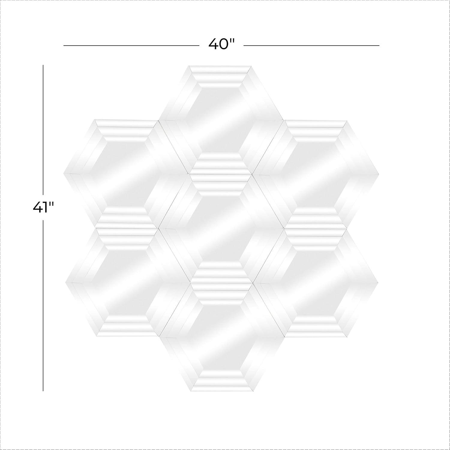 DecMode 39" x 41" Silver Honeycomb Shaped Geometric Wall Mirror