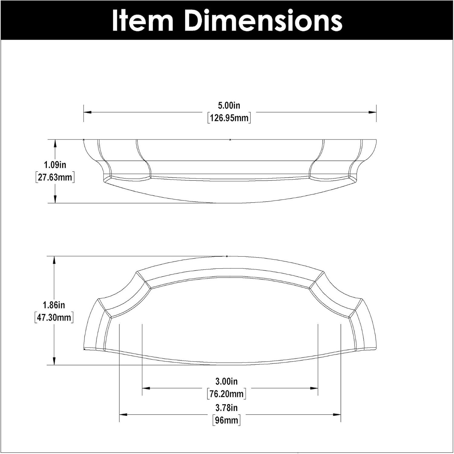 Veranda Kitchen Cabinet Handles, Solid Core Drawer Pulls for Cabinet Doors, 3" & 3-3/4" (96mm)