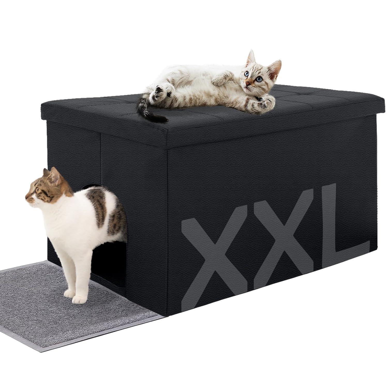 MEEXPAWS Cat Litter Box Enclosure Furniture Hidden, Cat Washroom Bench Storage Cabinet Small 19.7'' x 19.7'' x 19.7''| Dog Proof | Waterproof Inside | Easy Clean | Easy Assembly | Odor Control(Grey)