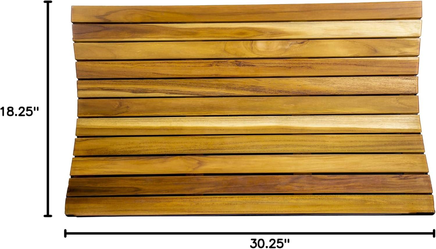 EcoDecors Eleganto Rectangle Teak Shower Mat, Teak Shower Mat for Inside Shower, Teak Bath Mat, Wood Bath Mat, Wood Shower Mat, Teak Shower Mats, Teak Bathroom Mat, Earthy Natural