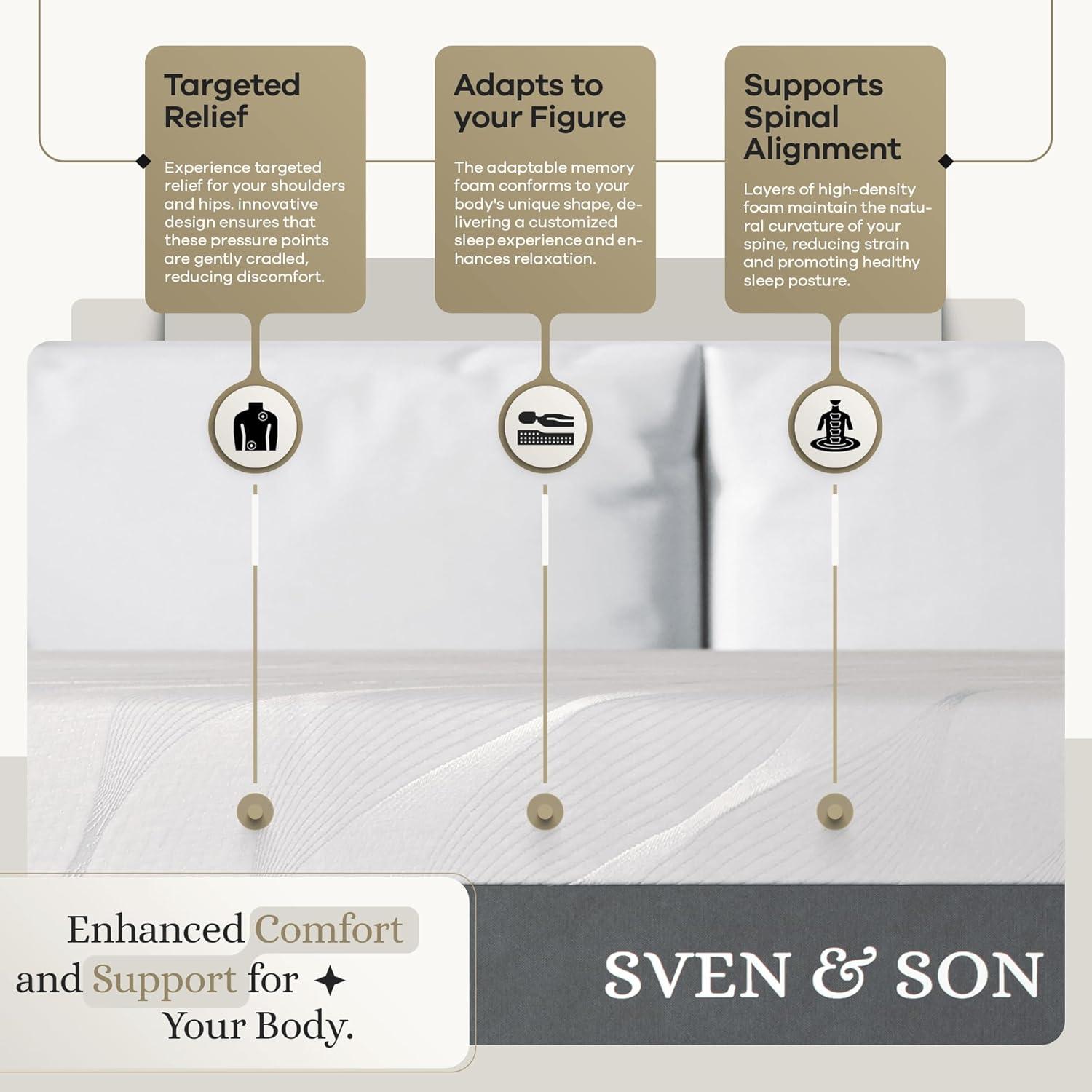 Sven & Son Luxury Hybrid Spring Mattress, Premium Bed-in-a-Box, CertiPUR-US, Made in the USA, 14 inch Medium Soft - King