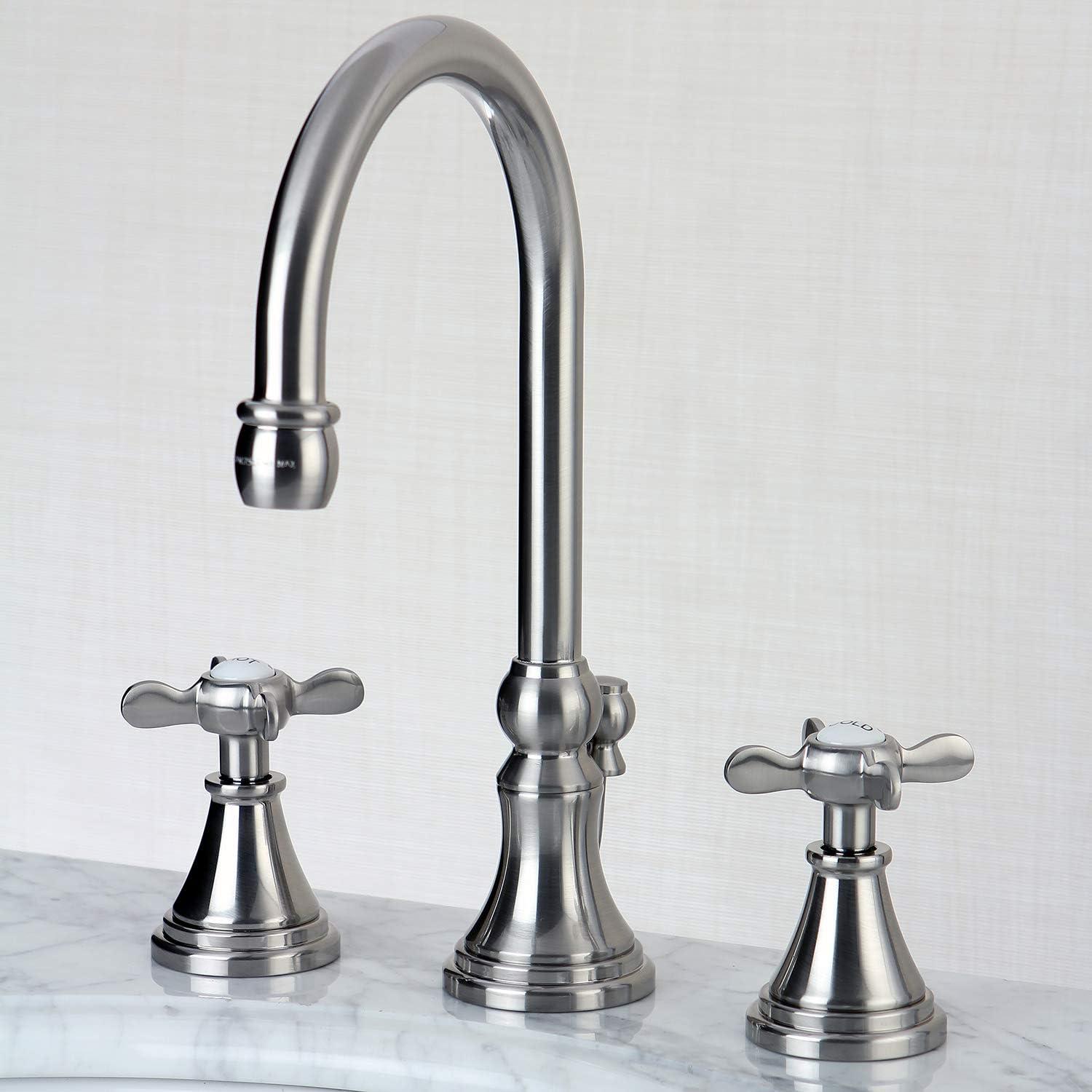 Kingston Brass Kingston Brass Essex Two-Handle 3-Hole Deck Mount Widespread Bathroom Faucet with Brass Pop-Up Drain KS2988BEX