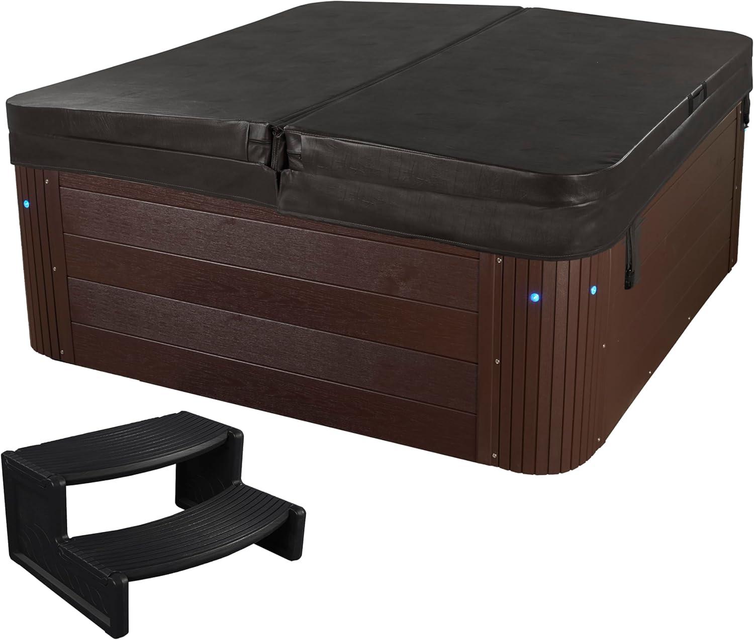 Aqualife® by Strong Spas® Grand Banks™ 5-Person 81-Jet Acrylic Lounger Hot Tub Spa, Stainless Steel Heater and Ozonator, Multi Color LED Lighting, Insulated Cover Included