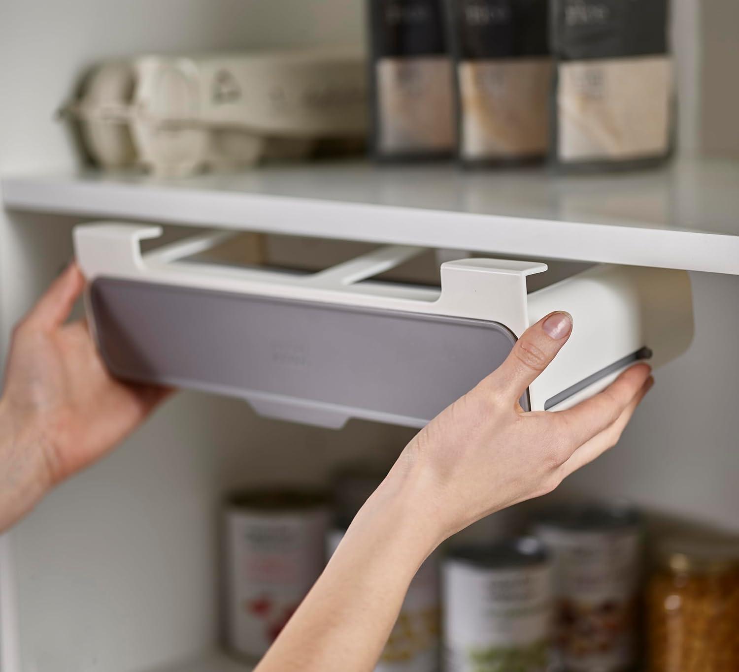 Grey Under-Shelf Kitchen Spice Rack Organizer