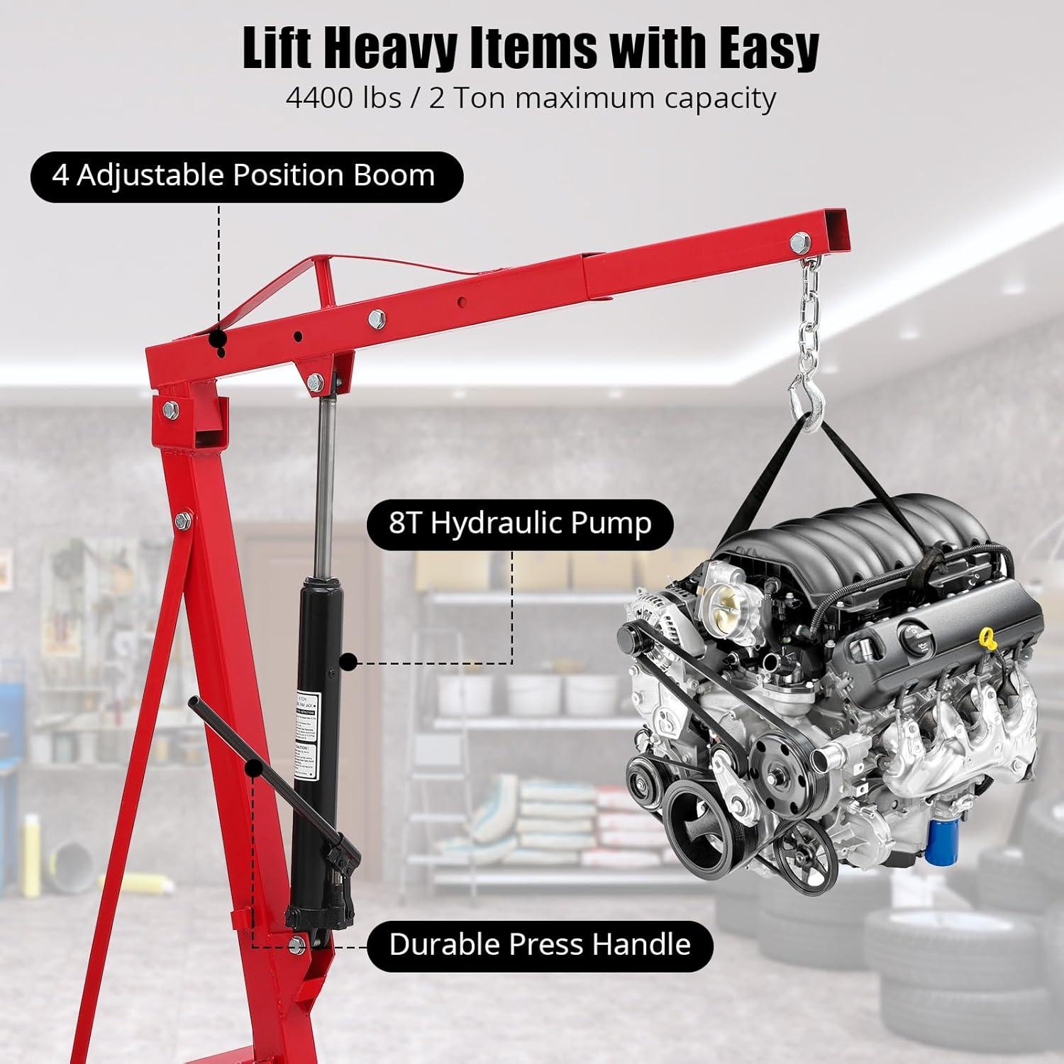 Dragway Tools 2 Ton Folding Air Hydraulic Engine Hoist Cherry Picker Shop Crane