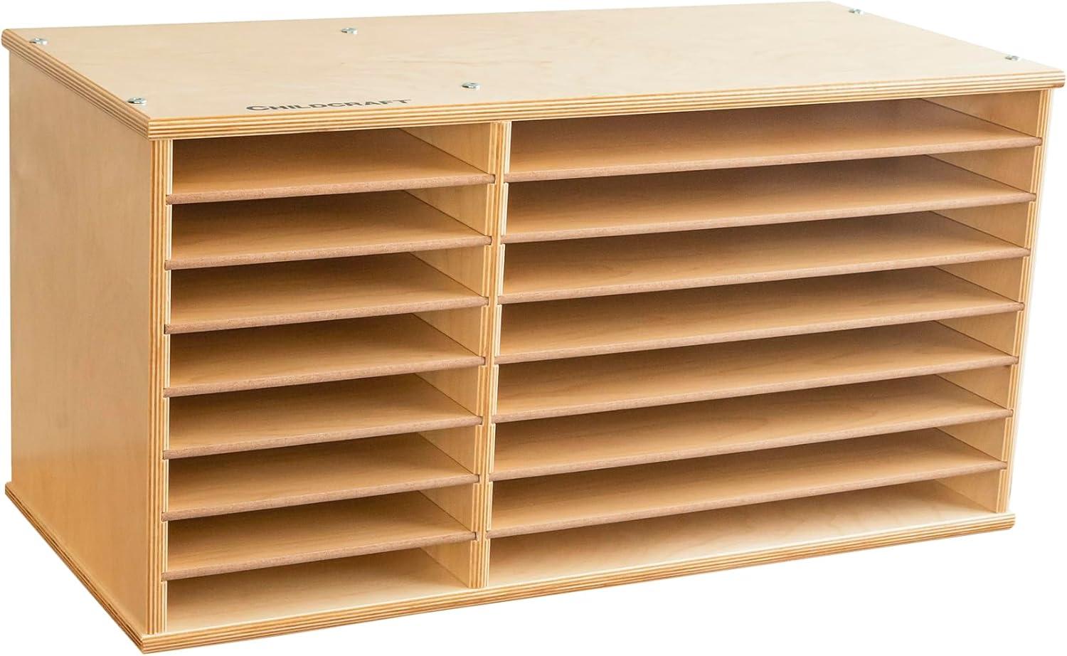 16 Compartment Manufactured Wood Shelving Unit