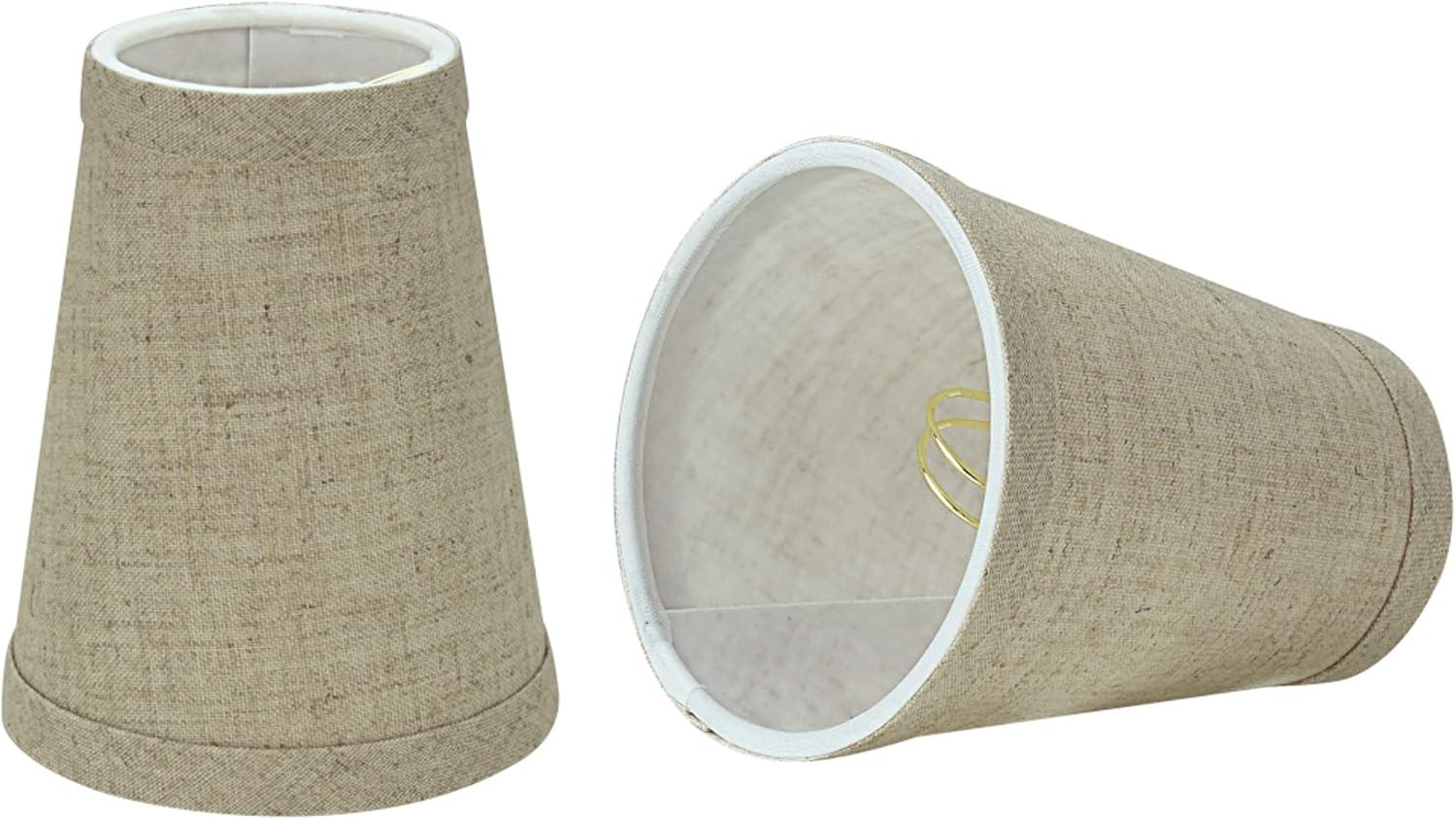 Aspen Creative 32665-2 Small Hardback Empire Shape Chandelier Clip-On Lamp Shade Set (2 Pack), Transitional Design in Beige, 4" bottom width (2 1/2" x 4" x 5" )