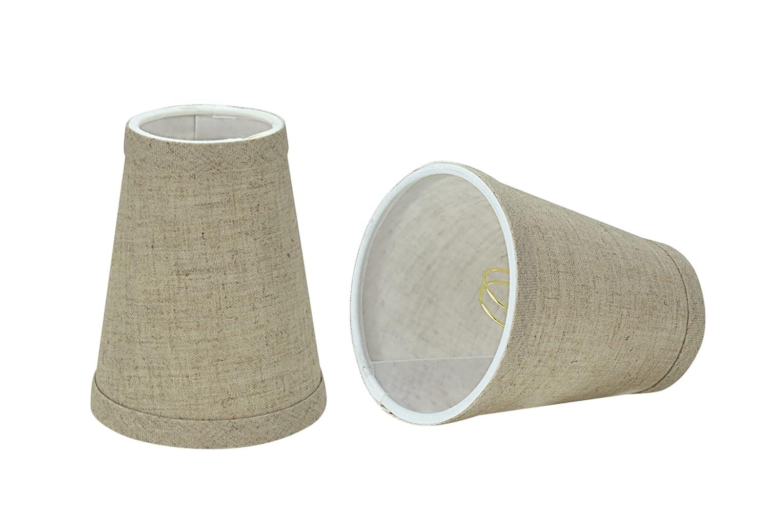 Aspen Creative 32665-2 Small Hardback Empire Shape Chandelier Clip-On Lamp Shade Set (2 Pack), Transitional Design in Beige, 4" bottom width (2 1/2" x 4" x 5" )