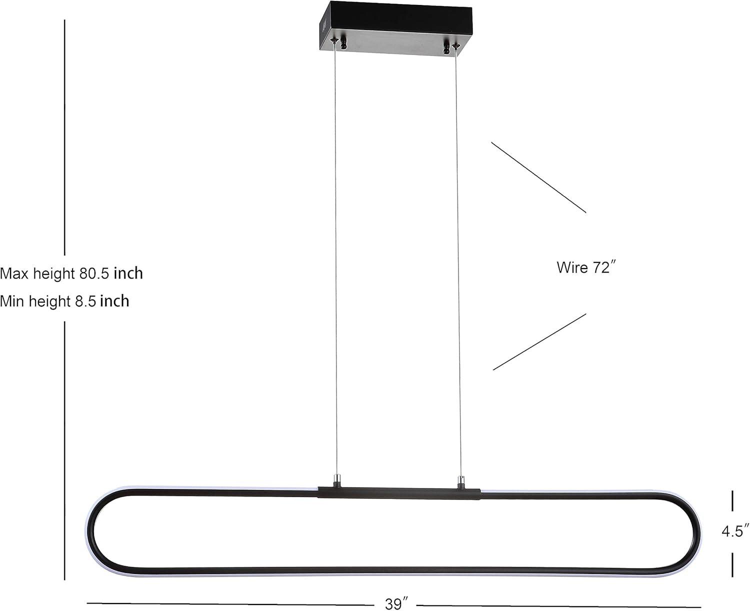 Ned 39" Dimmable Adjustable Integrated LED Metal Linear Pendant, Black