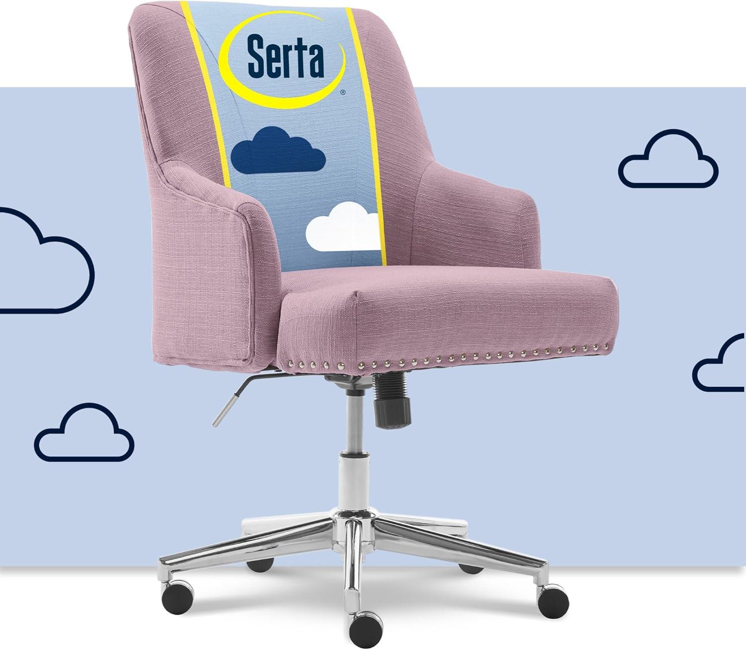 Serta Style Leighton Home Office Chair Fresh Lilac : Upholstered, Adjustable, with Fixed Arms & Wood Frame
