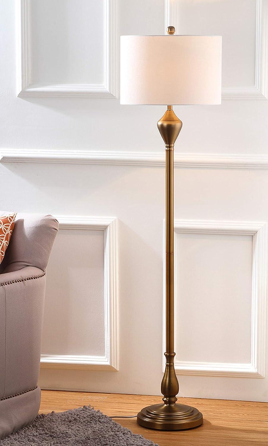 Park Avenue Inspired Traditional Gold Floor Lamp with White Cotton Shade