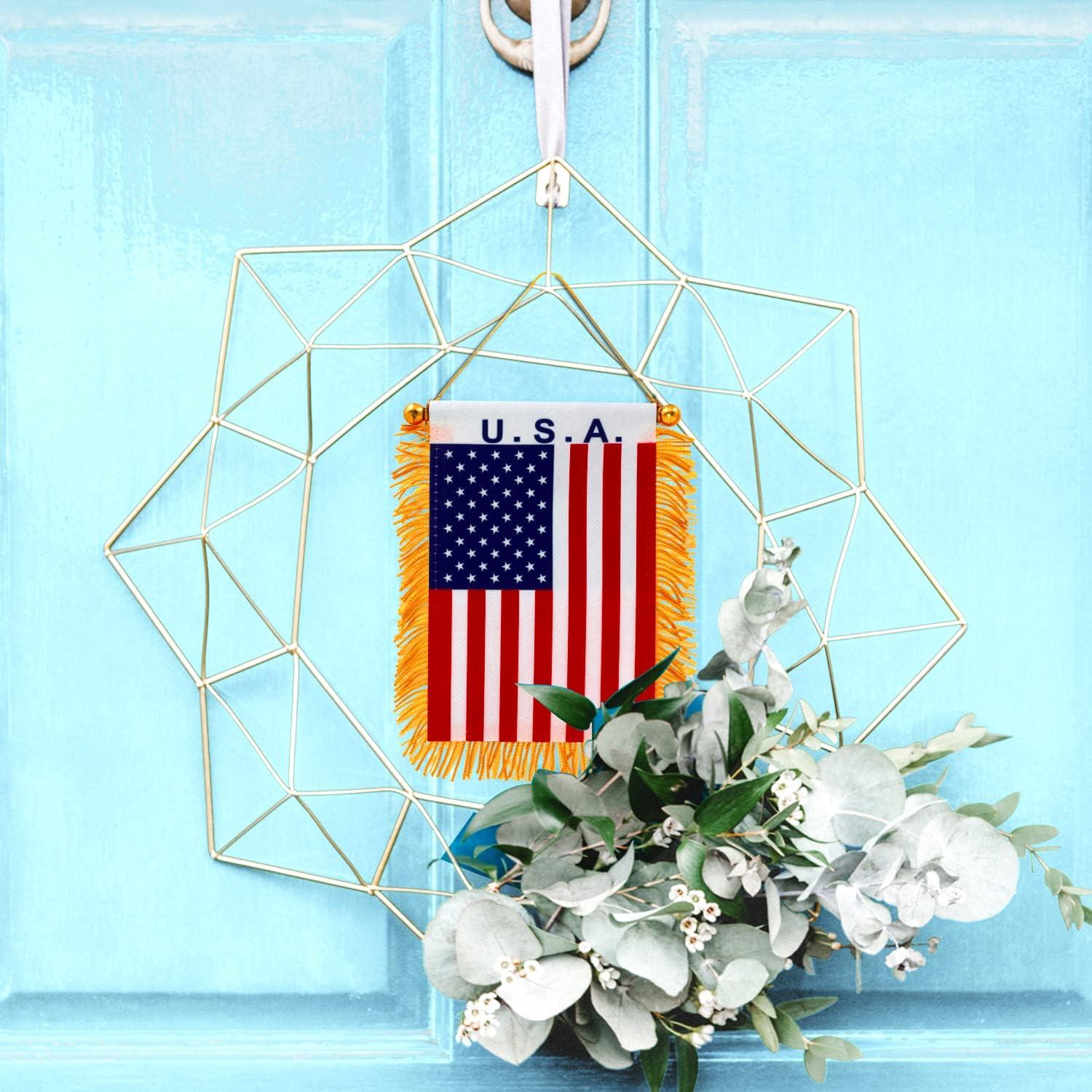 Anley 4 X 6 Inch USA Fringy Window Hanging Flag - American Hanging Flag