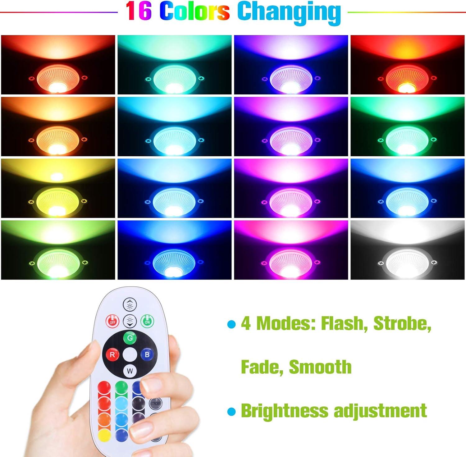 Black Metal RGB Color Changing Garden Spotlights with Remote