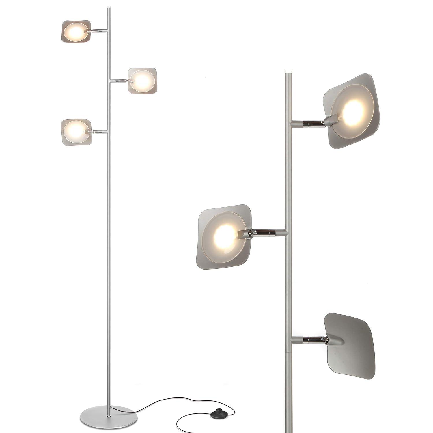 Brightech Tree Industrial LED 3-Way Dimming Floor Lamp with 3 Adjustable Spot Lights