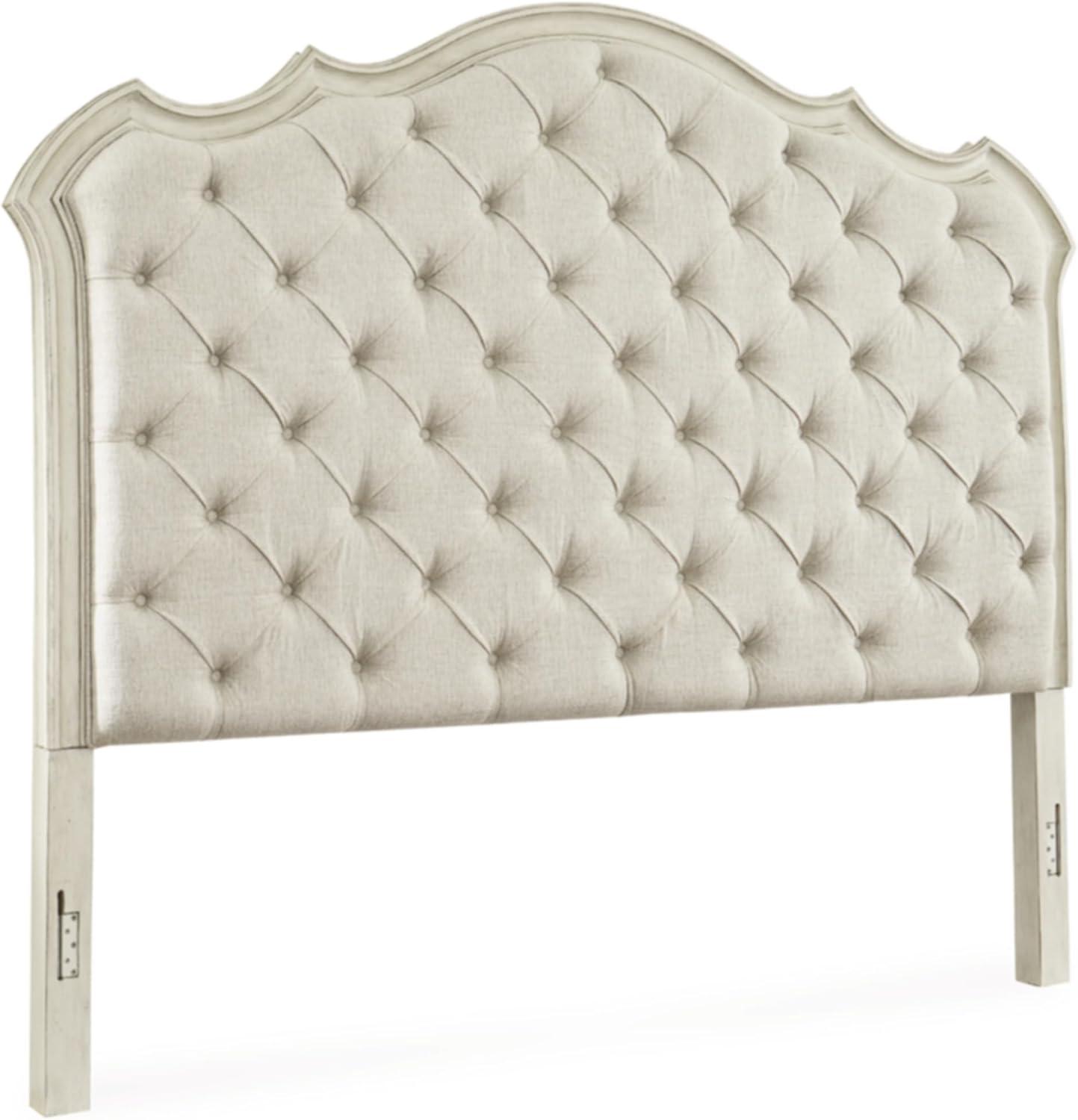 Queen White Tufted Upholstered Wood Headboard