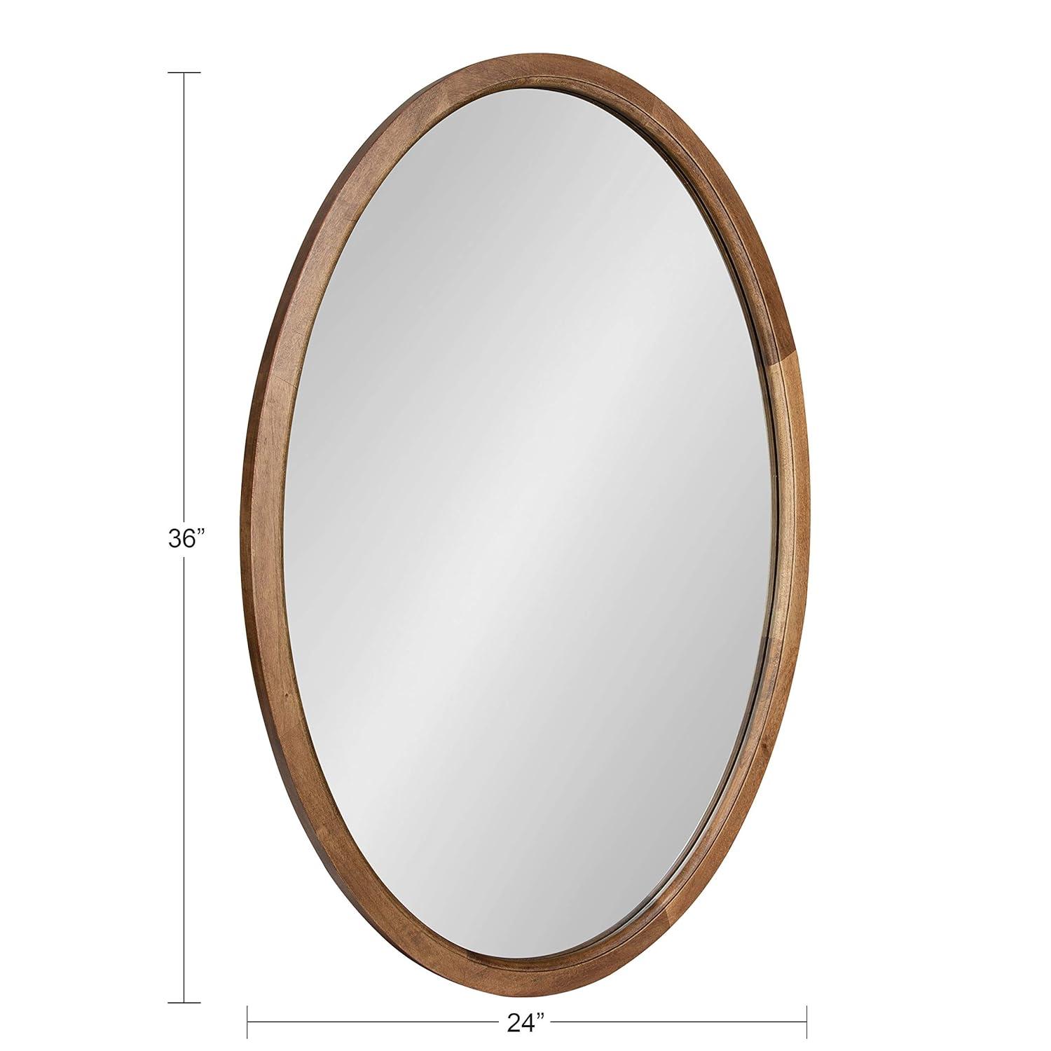 Kate and Laurel Hogan Farmhouse Oval Framed Wall Mirror, 24 x 36, Rustic Brown, Decorative Bulletin Board for Wall