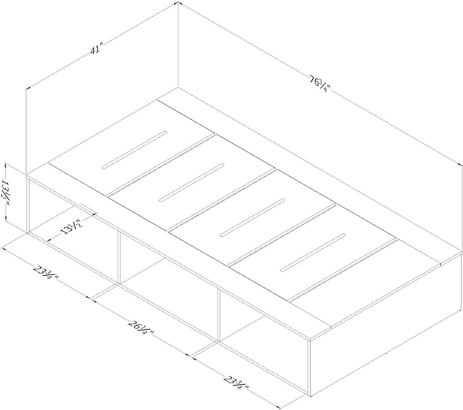 South Shore Hourra, Contemporary Twin Platform Bed with Open Storage, Soft Elm and White