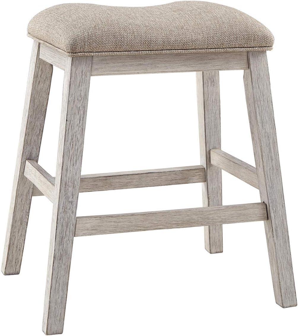 Signature Design By Ashley Skempton Modern 24" Counter Height Upholstered Barstool, 2 Count, Whitewash