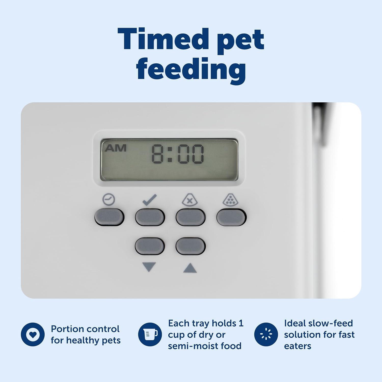 PetSafe 5 Meal Programmable Pet Food Dispenser, Automatic Dog and Cat Feeder - Dry or Semi-Moist Pet Food, Timed Cat Feeder or Dog Feeder, Slow Feed Portion Control (5 Cup/40 Ounce Total Capacity)