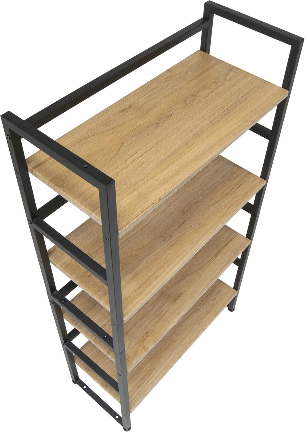 47.5" 4 Shelf or 2 Shelf Stackable Bookshelf Graphite Black/Ashwood - Calico Designs: Modern Metal Frame, Novelty Design