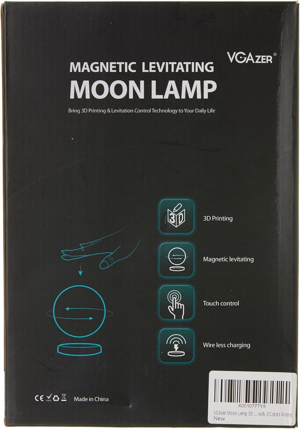 VGAzer Moon Lamp 3D Printing Magnetic Levitating Moon Light Lamps for Home、Office Decor, Creative Gift-6 Inch,Has 16 Colors 20 Modes